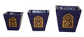 Moorish Arch Wax Candle Holders Set of 3 Blue