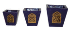 Moorish Arch Wax Candle Holders Set of 3 Blue