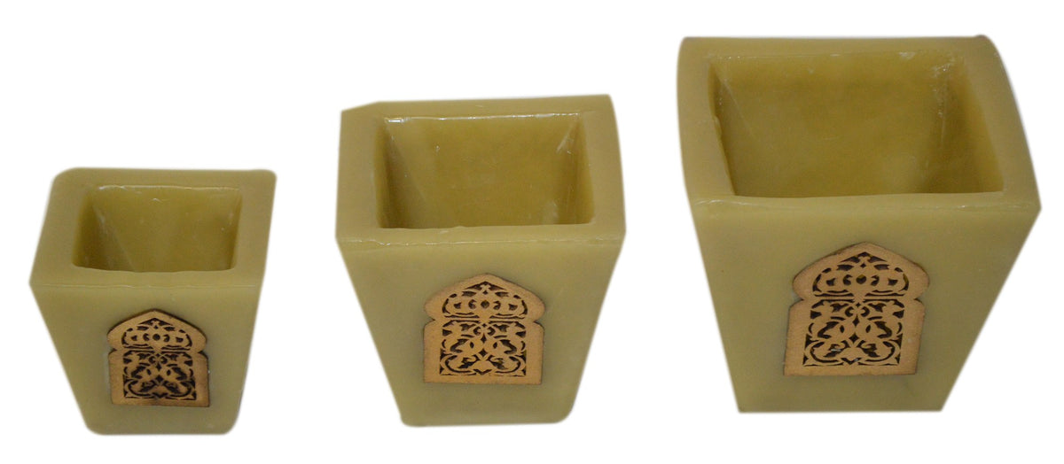 Moorish Arch Wax Candle Holders Set of 3 Lime