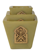 Moorish Arch Wax Candle Holders Set of 3 Lime