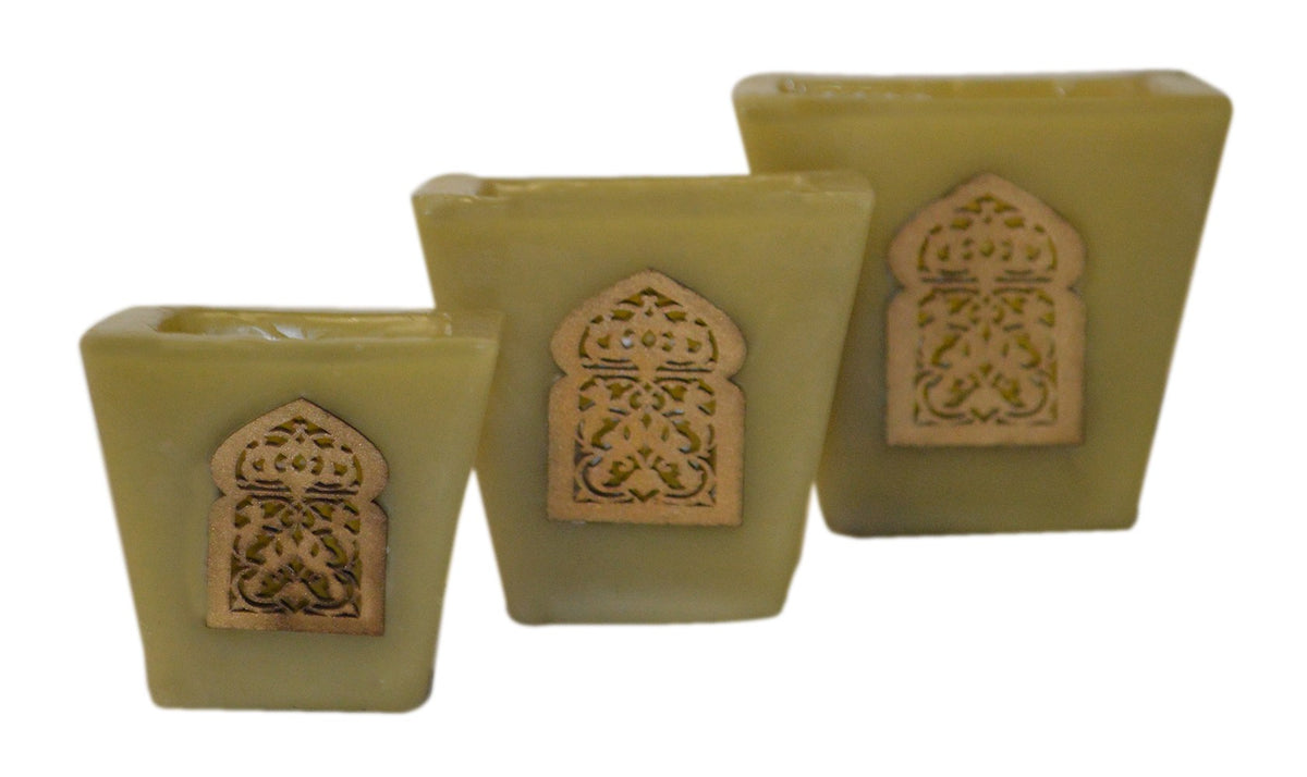 Moorish Arch Wax Candle Holders Set of 3 Lime