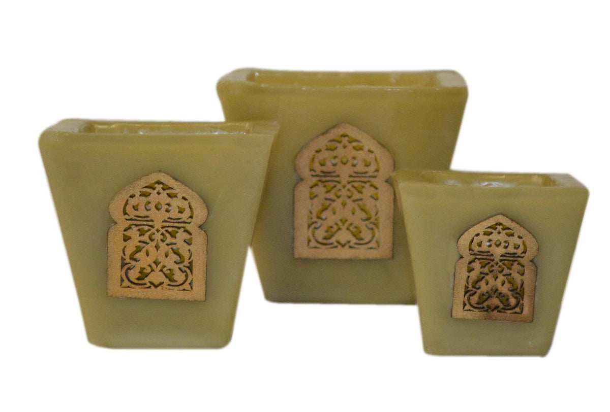 Moorish Arch Wax Candle Holders Set of 3 Lime