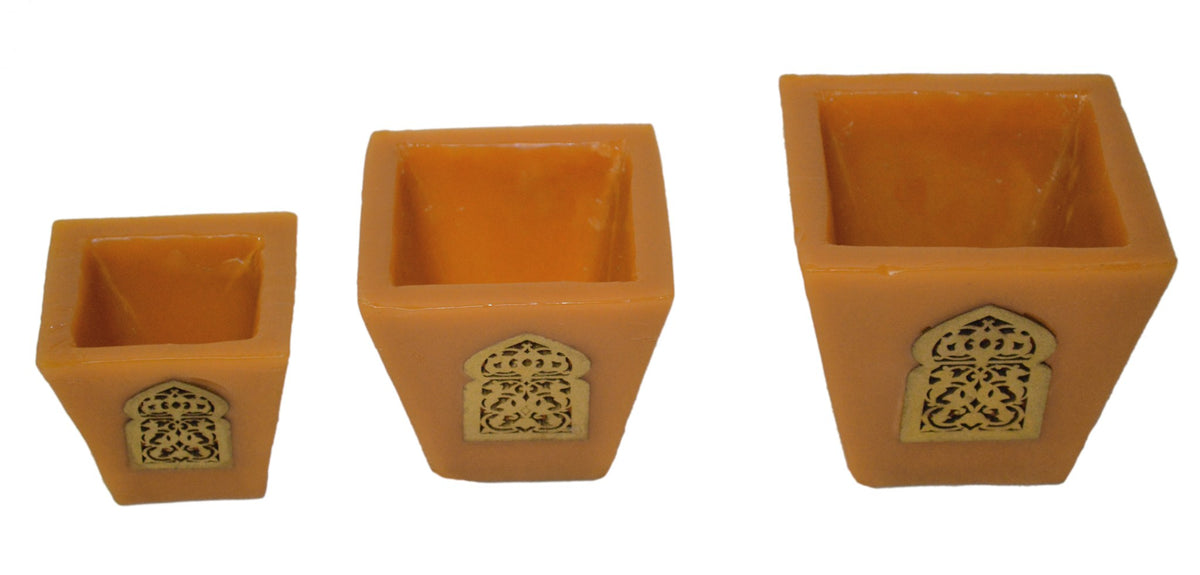 Moorish Arch Wax Candle Holders Set of 3 Orange
