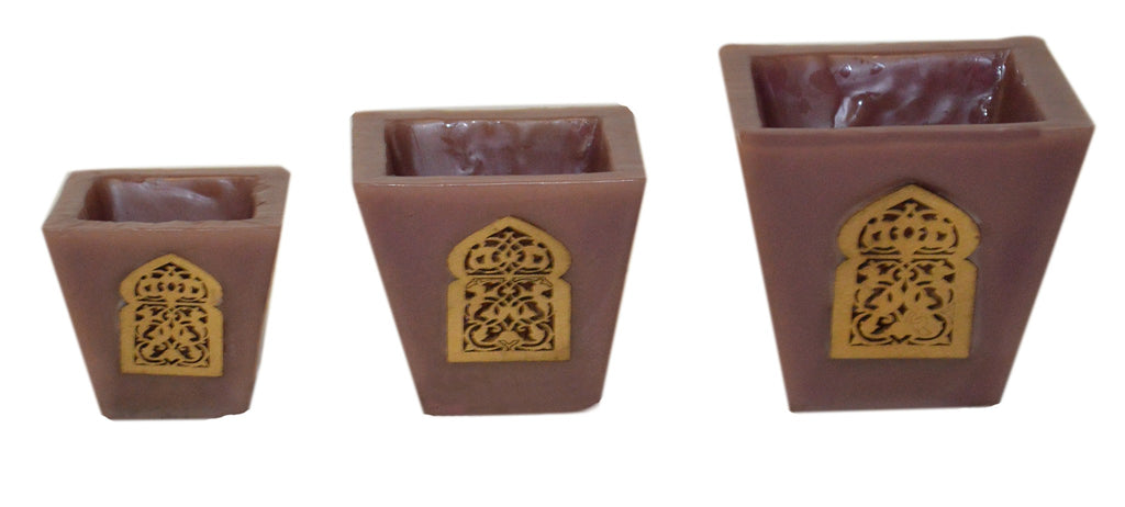 Moorish Arch Wax Candle Holders Set of 3 Purple