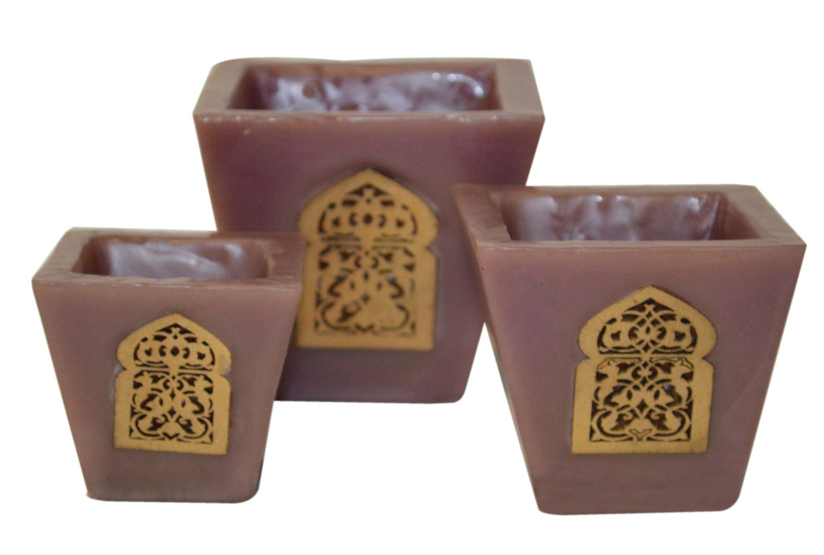 Moorish Arch Wax Candle Holders Set of 3 Purple