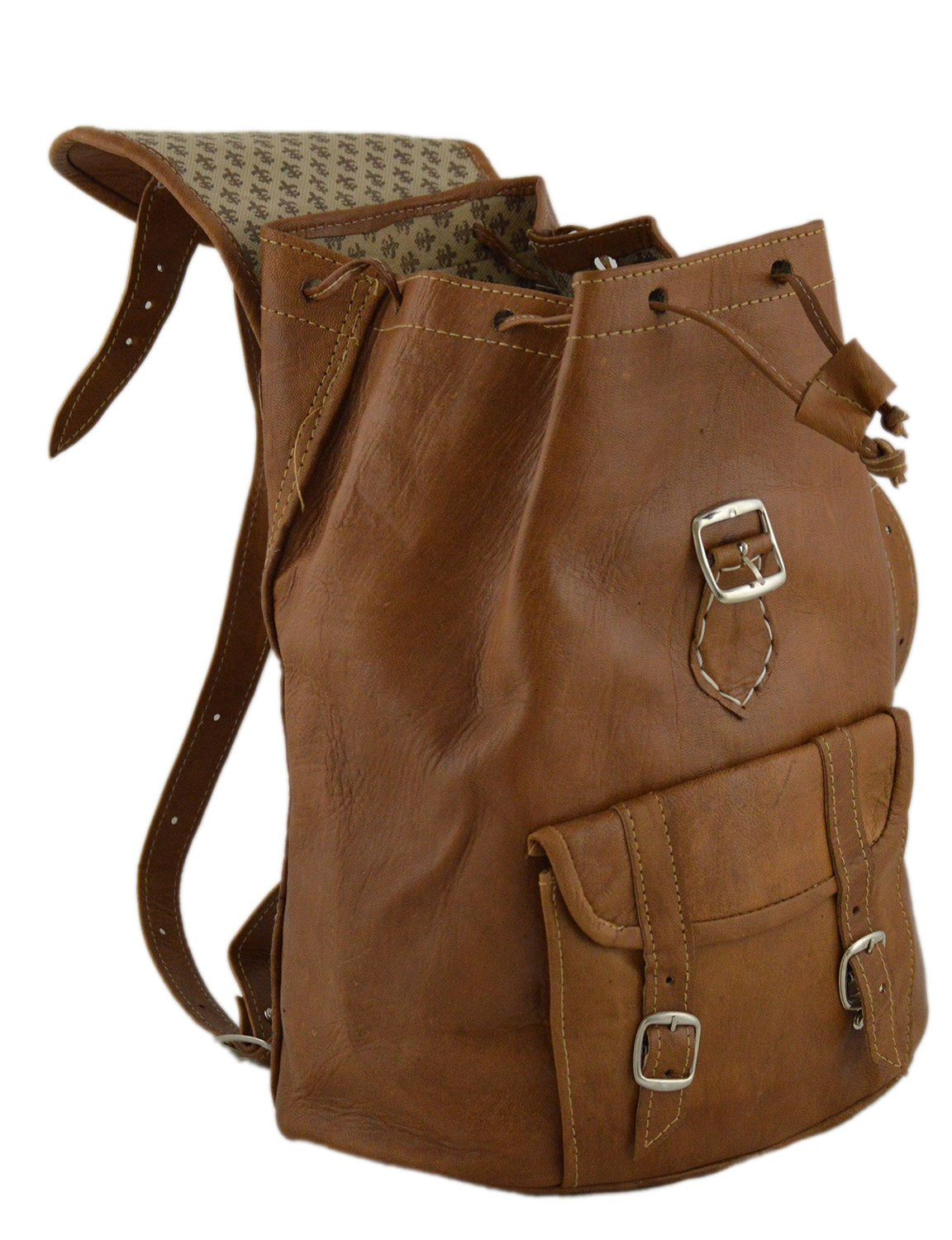 Moroccan Handmade Leather Backpack - Tan