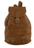 Moroccan Handmade Leather Backpack - Tan