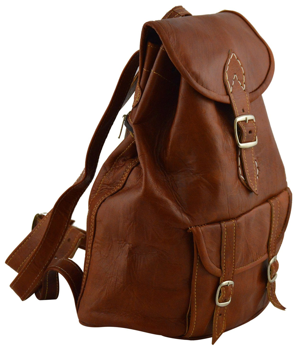 Moroccan Handmade Leather Backpack - Chocolate