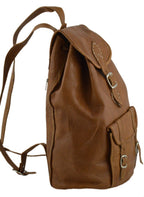 Moroccan Handmade Leather Backpack - Tan