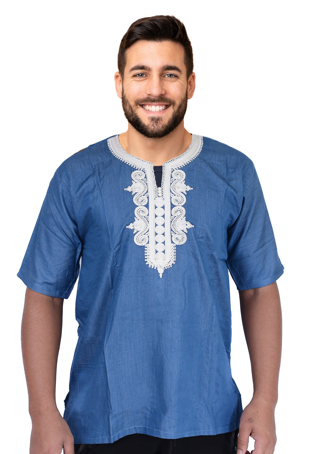 Moroccan Jamal Denim Man Shirt - Blue