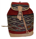 Moroccan Kilim Leather Backpack Beige with Red Kilim