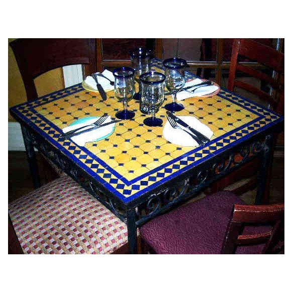 Square Blue & Yellow Mosaic Table-0