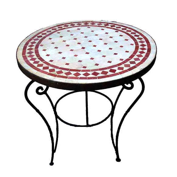 Round Mosaic Table Burgundy-0