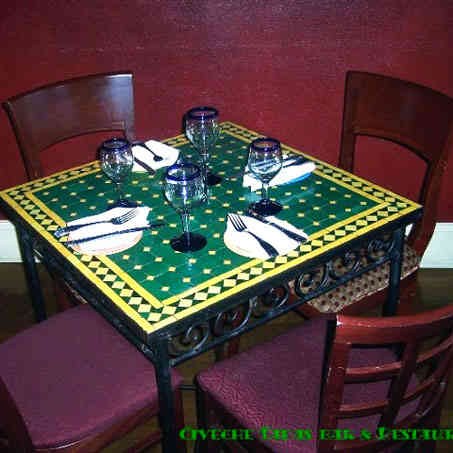 Square Green & Yellow Mosaic Table-0