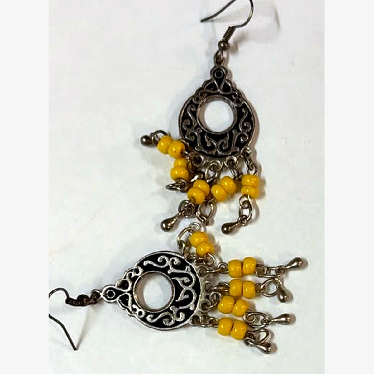 Mourisit Beaded Chandelier Earrings Yellow