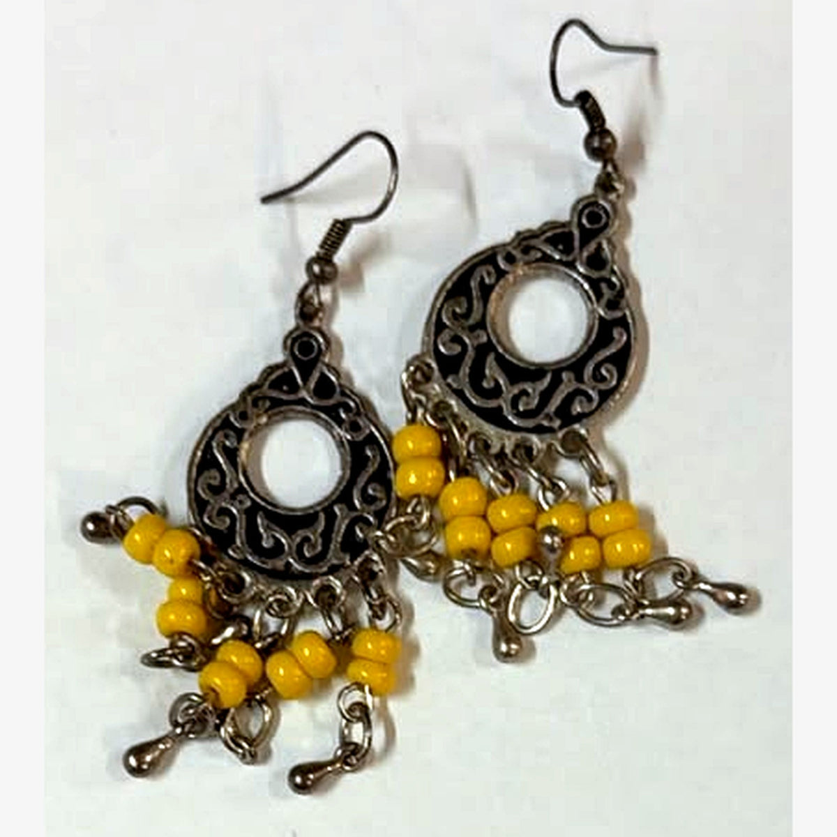 Mourisit Beaded Chandelier Earrings Yellow