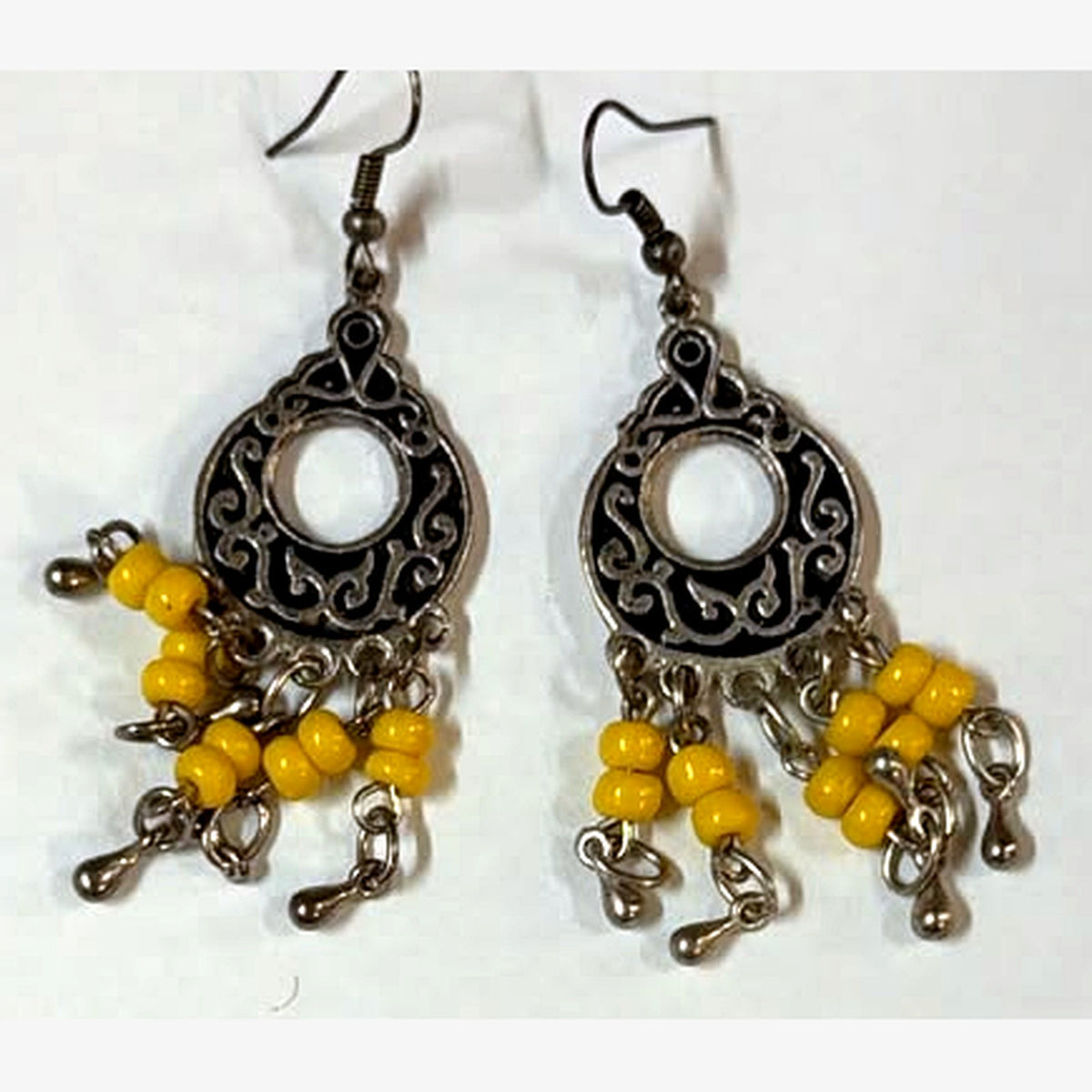 Mourisit Beaded Chandelier Earrings Yellow