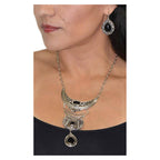 Monia Necklace Ring Earrings Set Black-0
