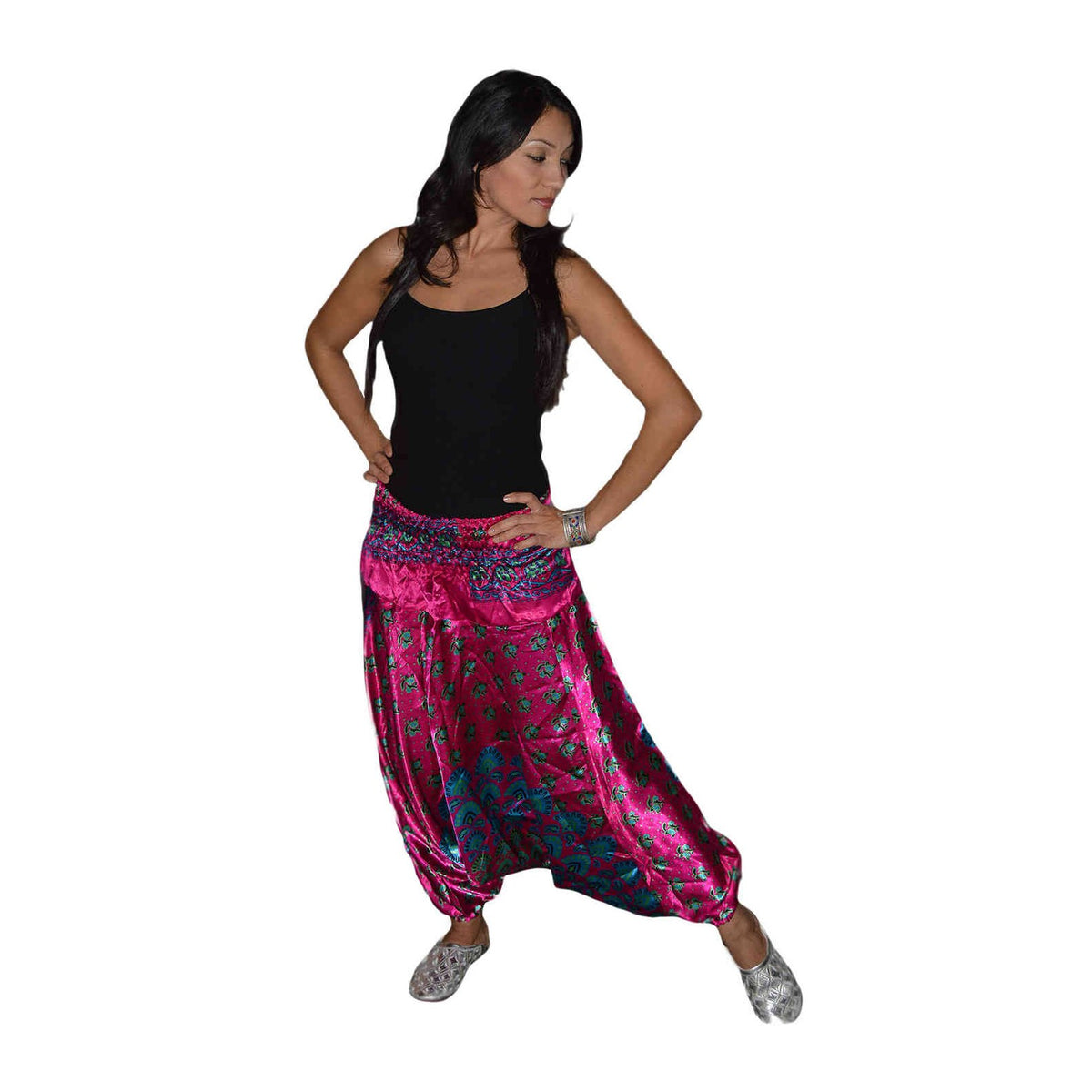 Harem Gypsy Satin Pants magenta-8994
