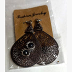 Pear Filigree Teardrop Earrings Black
