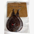 Pear Filigree Teardrop Earrings Red