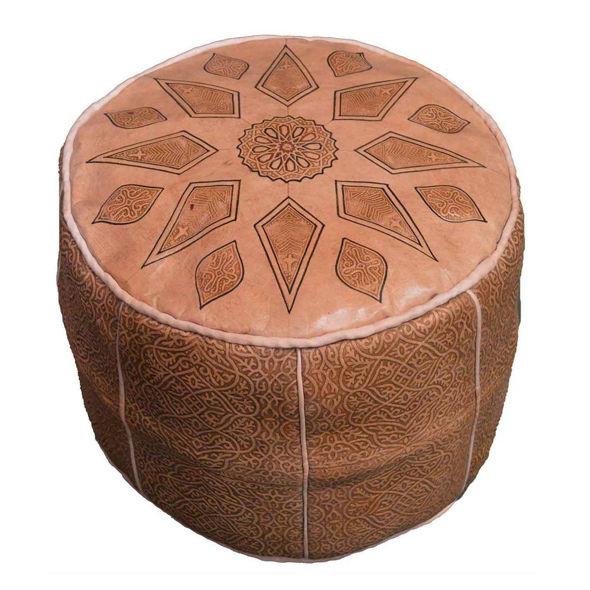 Diamond Natural Handmade Leather Pouf -0