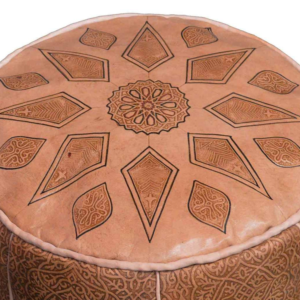 Diamond Natural Handmade Leather Pouf -9170