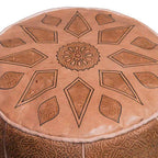 Diamond Natural Handmade Leather Pouf -9170