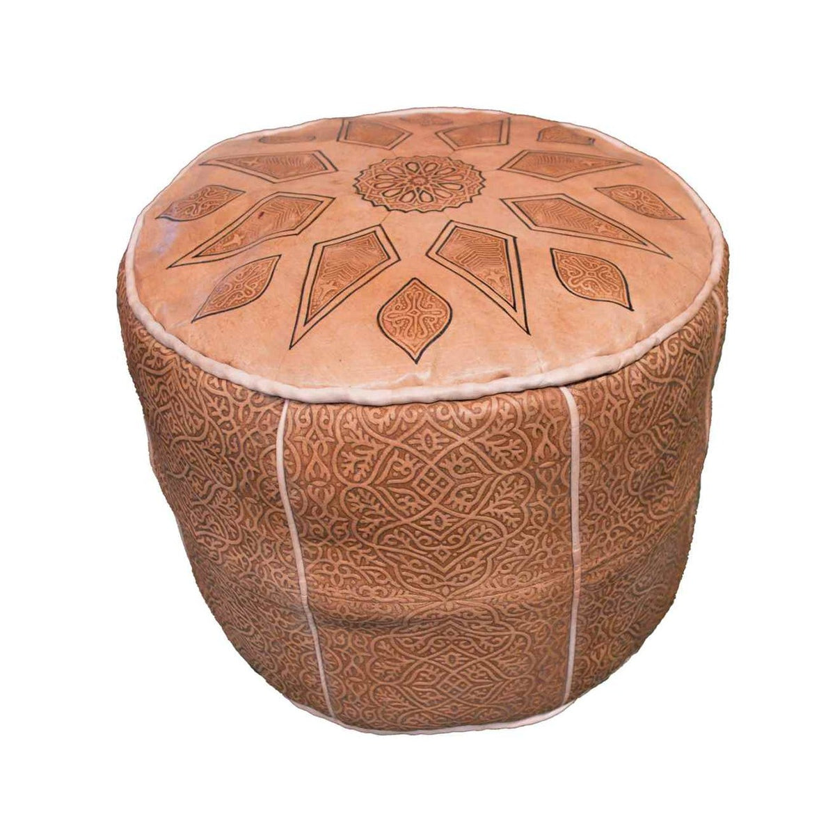 Diamond Natural Handmade Leather Pouf -9167