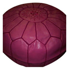 Large Handmade Leather Pouf - Magenta