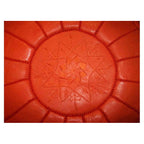 Large Handmade Leather Pouf - Orange