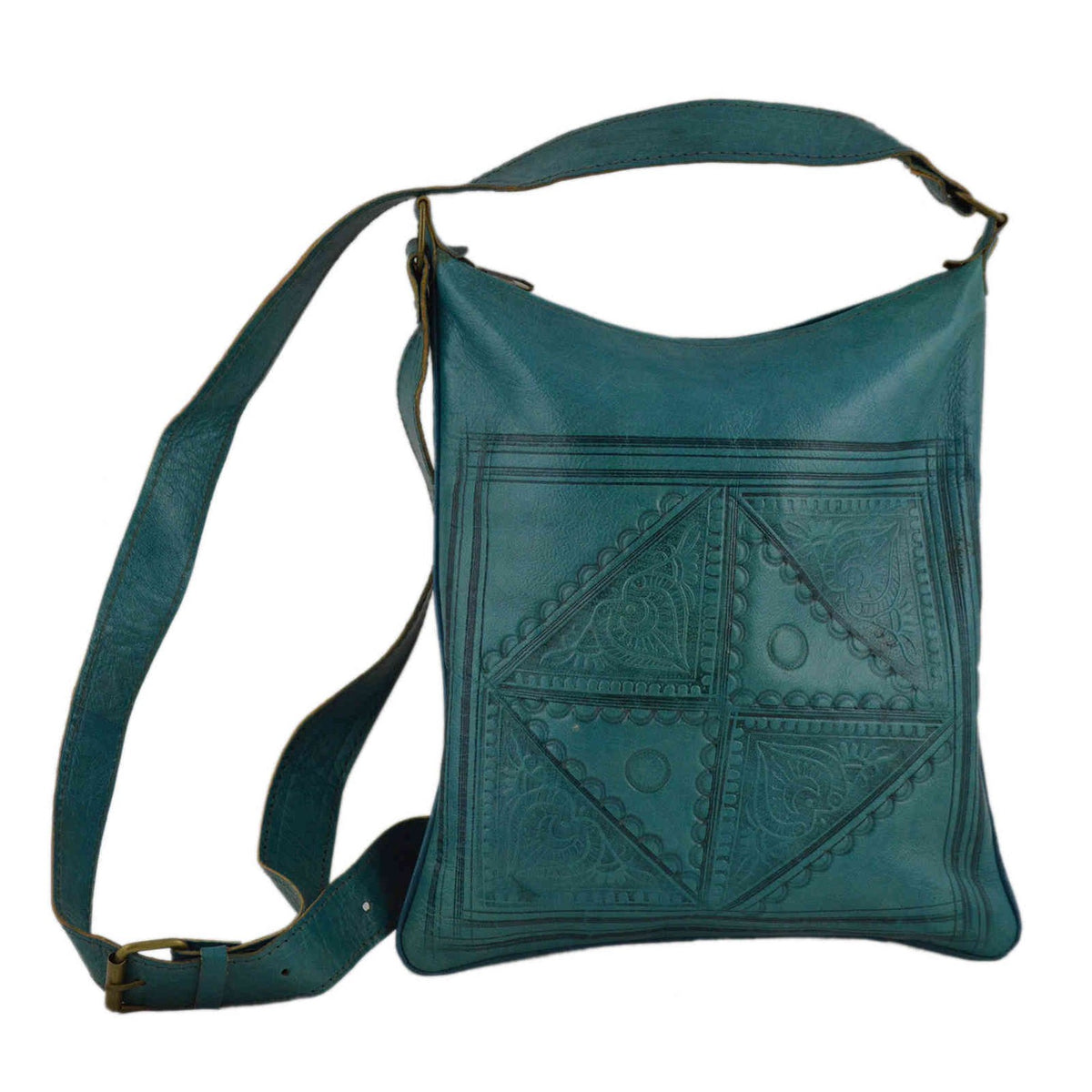 Medium Leather Bag Turquois-0