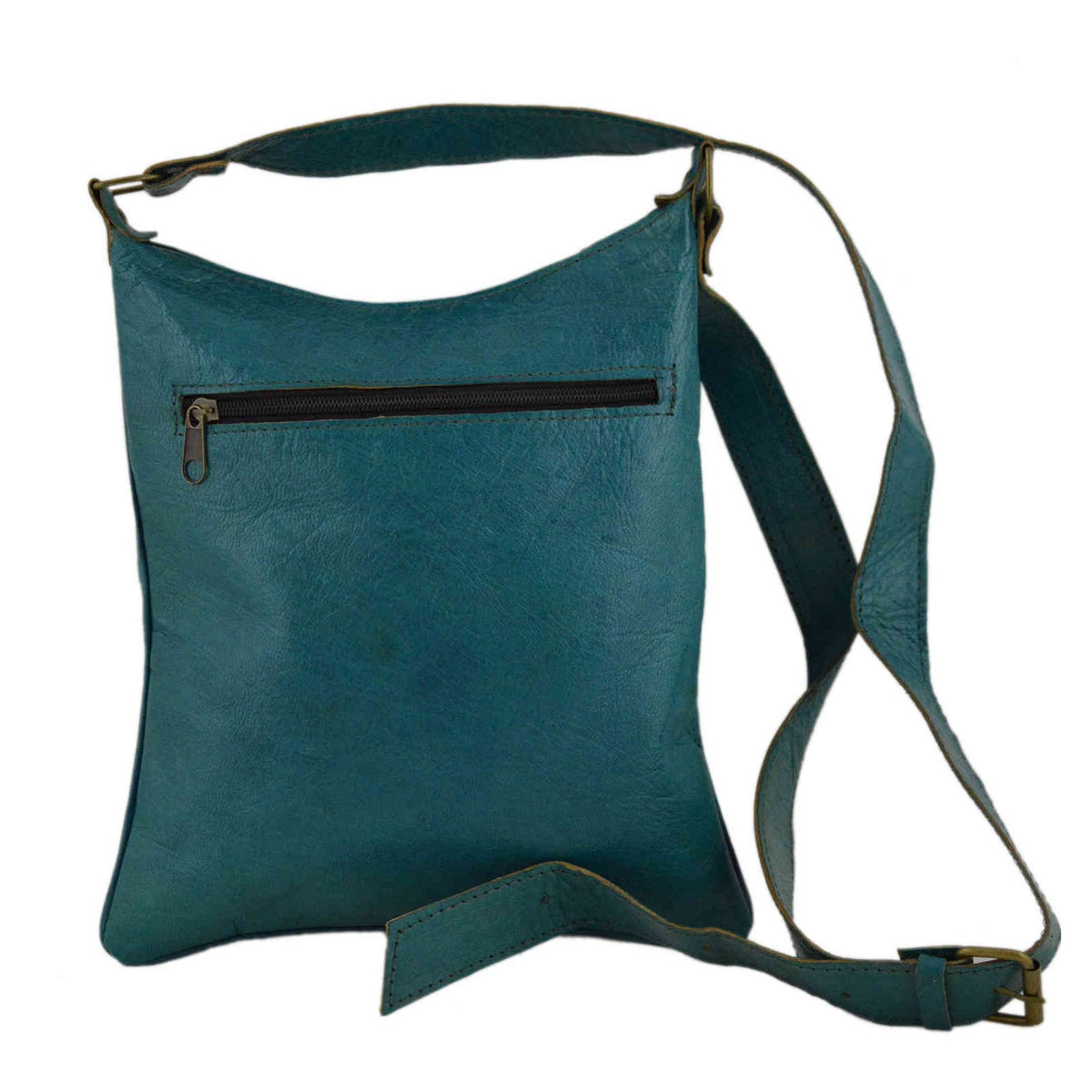 Medium Leather Bag Turquois-5146