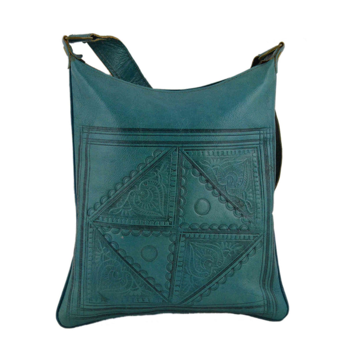 Medium Leather Bag Turquois-5148