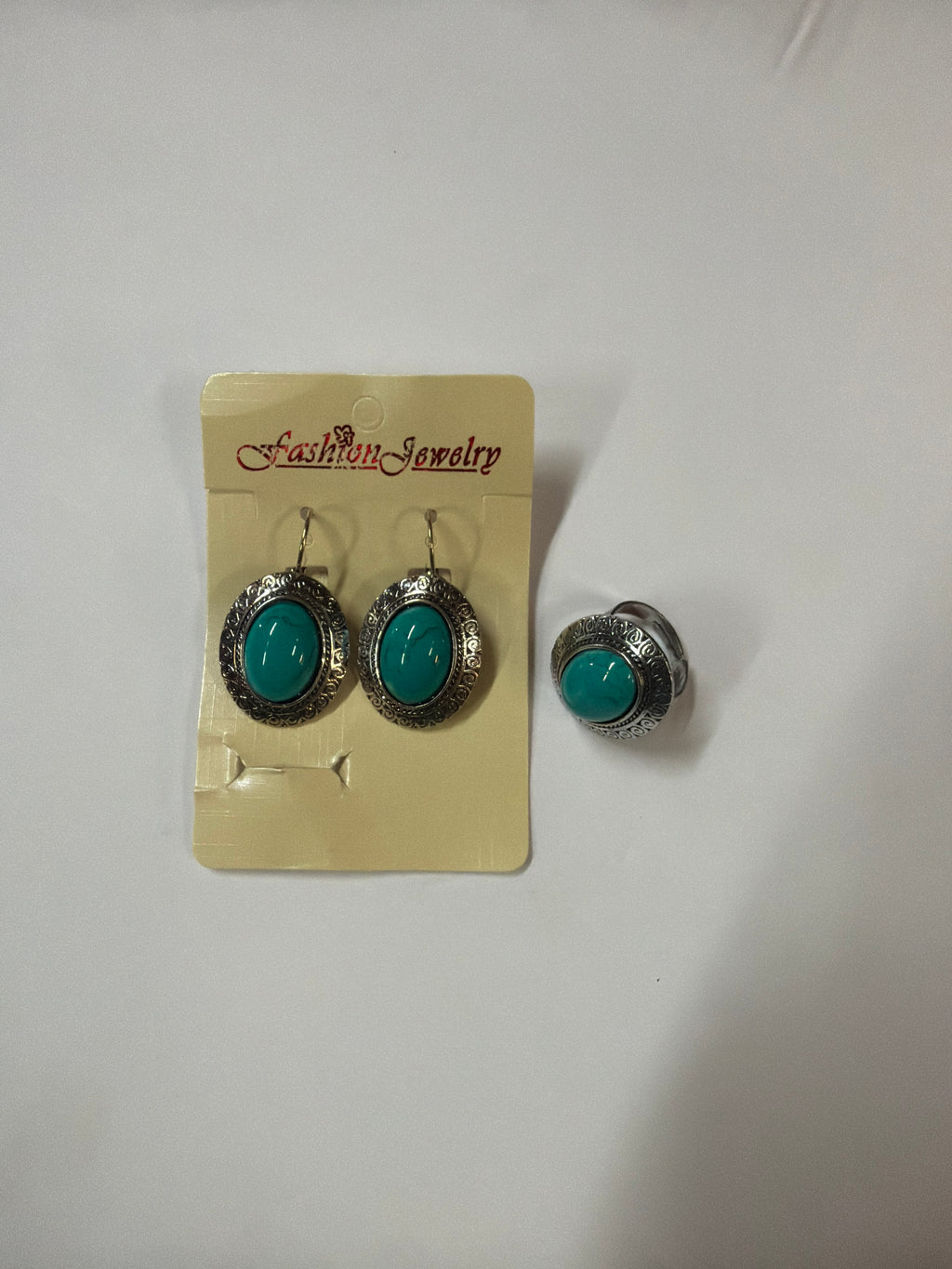 Round Turquoise Earrings and Ring Set