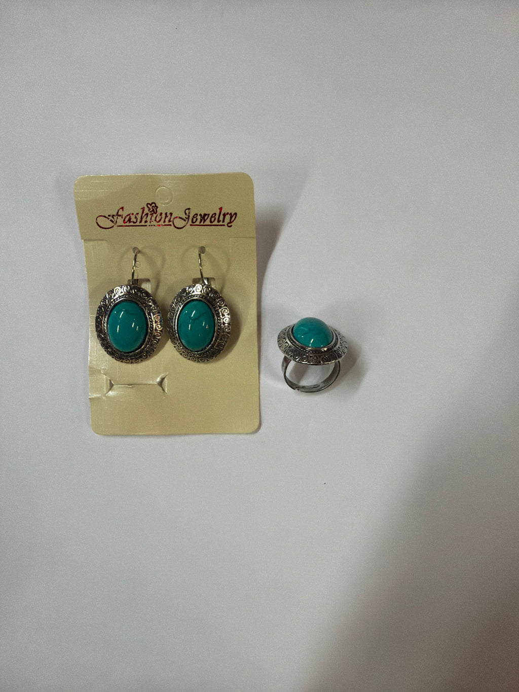 Round Turquoise Earrings and Ring Set