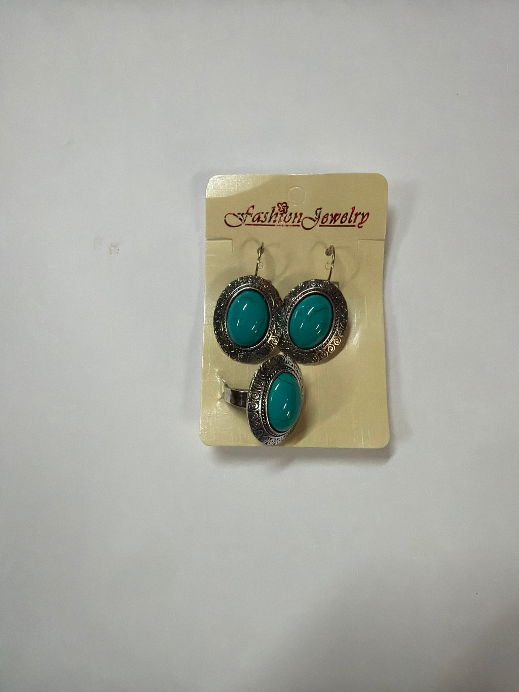 Round Turquoise Earrings and Ring Set