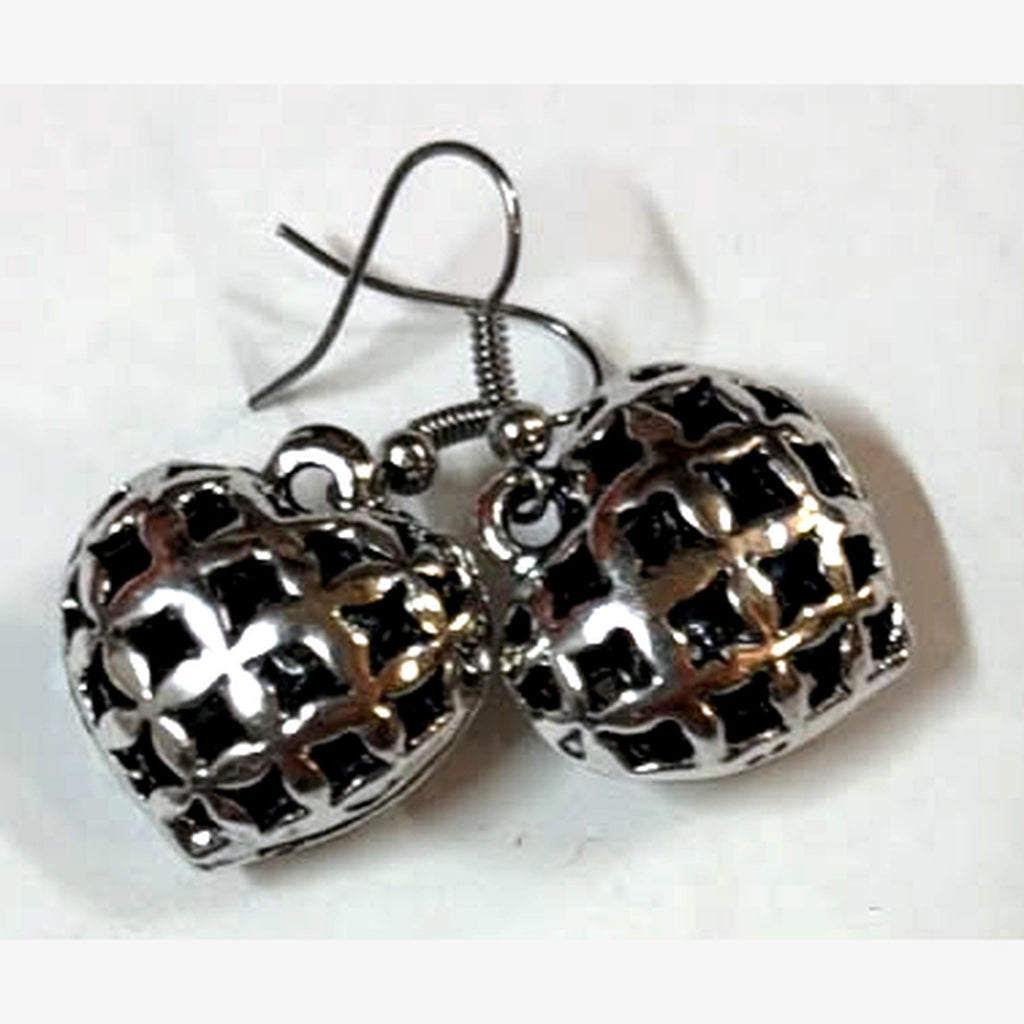 Rachida Openwork Puff Earrings Silver