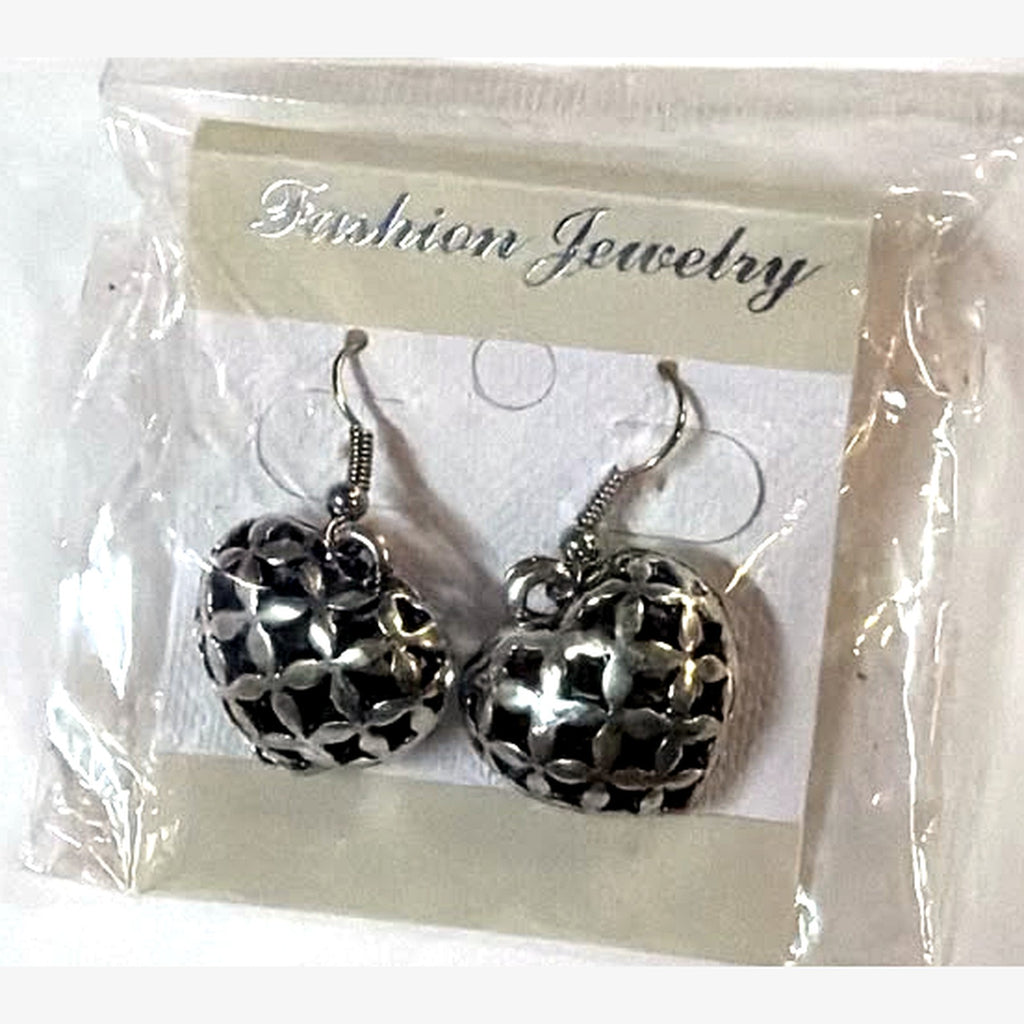 Rachida Openwork Puff Earrings Silver