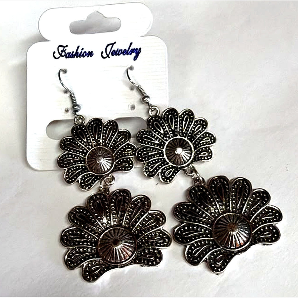 Rose Fan Earrings Silver