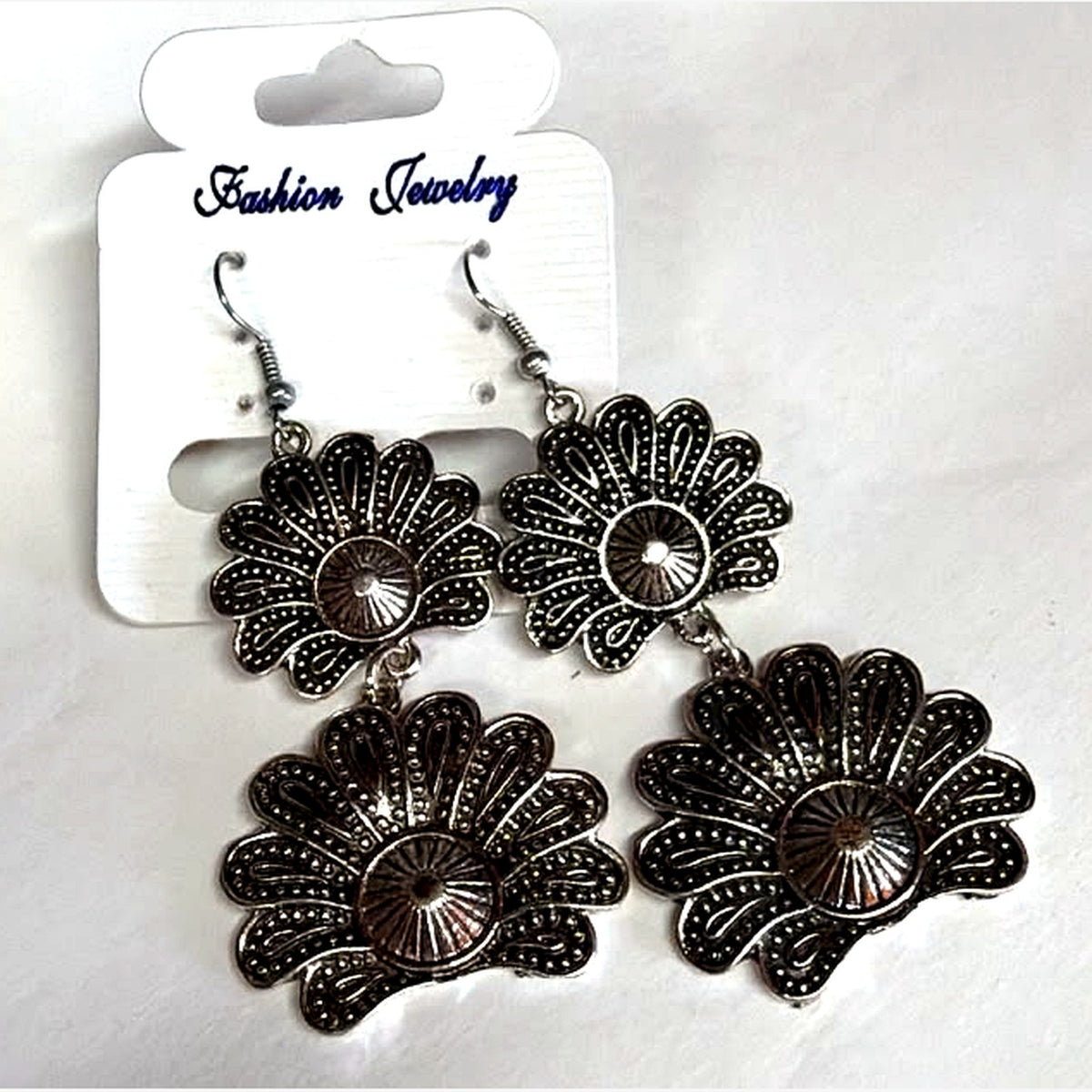 Rose Fan Earrings Silver