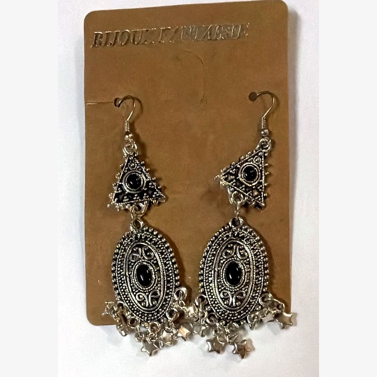 Salma Stone Chandelier Earrings Black