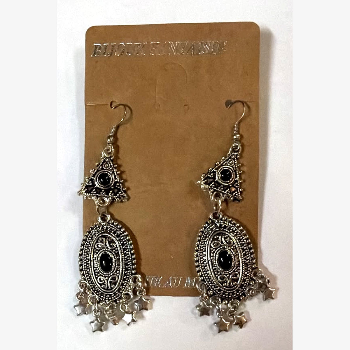 Salma Stone Chandelier Earrings Black