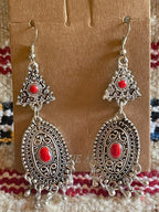 Salma Bracelet Ring Earrings Set Red