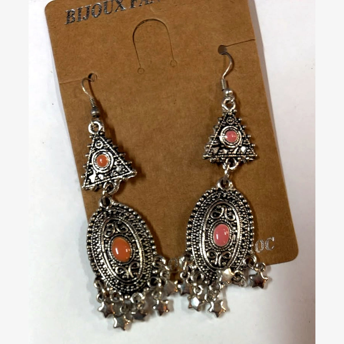 Salma Stone Chandelier Earrings Pink