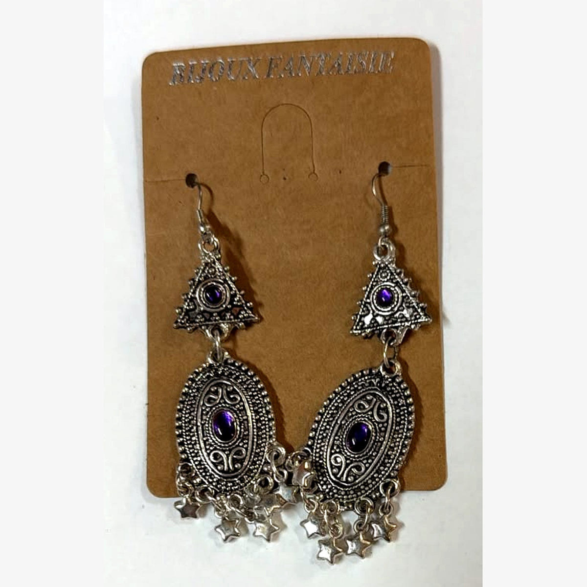 Salma Stone Chandelier Earrings Purple