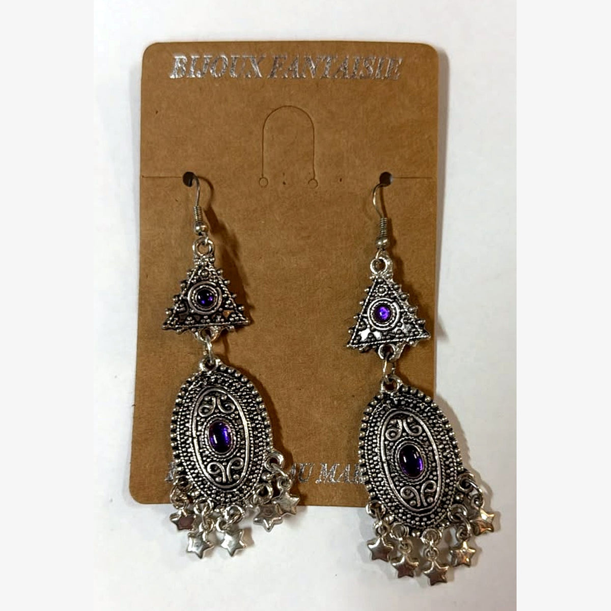 Salma Stone Chandelier Earrings Purple