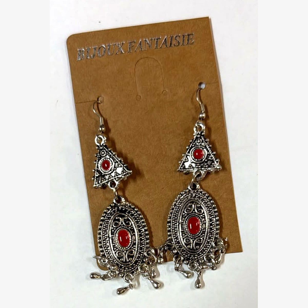 Salma Stone Chandelier Earrings Red