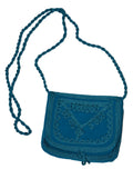 Salma Small Embroidered Suede Purse Teal - Teal