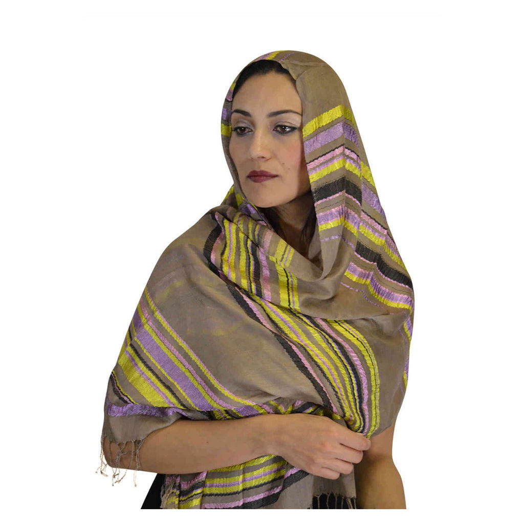Rahma Shawl Silk Beige-7370